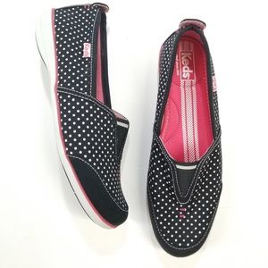 Keds Polka dot Loafers Canvas Slid Shoes Pink trim